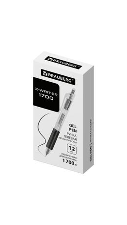 Ручка гелевая автоматическая BRAUBERG "X-WRITER 1700" УВЕЛИЧЕННАЯ ДЛИНА ПИСЬМА 1700 м, ЧЁРНАЯ, игольчатый узел 0,5 мм, линия 0,35 мм, 144472