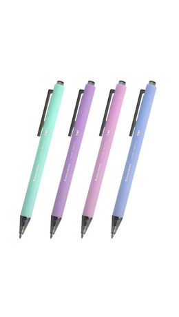 Ручка шариковая автоматическая BRAUBERG "VIVID PASTEL", корпус soft-touch, СИНЯЯ, пишущий узел 0,7 мм, линия письма 0,35 мм, 144404