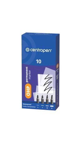 Маркер перманентный для любой гладкой поверхности ЧЕРНЫЙ CENTROPEN "OHP", 1 мм, 2637, 626370112