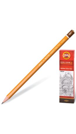 Карандаш чернографитный KOH-I-NOOR 1500, 1 шт., 8H, корпус желтый, заточенный, 150008H01170