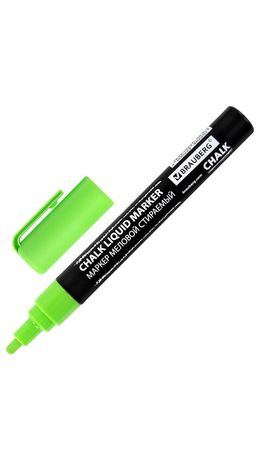 Маркер меловой CHALK LIQUID MARKER, ЗЕЛЕНЫЙ, 3 мм, стираемый, BRAUBERG "CHALK", 152587