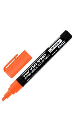 Маркер меловой CHALK LIQUID MARKER, ОРАНЖЕВЫЙ, 3 мм, стираемый, BRAUBERG "CHALK", 152591