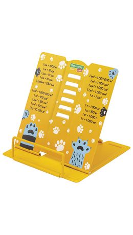 Подставка для книг и учебников BRAUBERG KIDS mini "Лапки" с единицами измерения, регулируемый угол наклона, металлическая, 238970