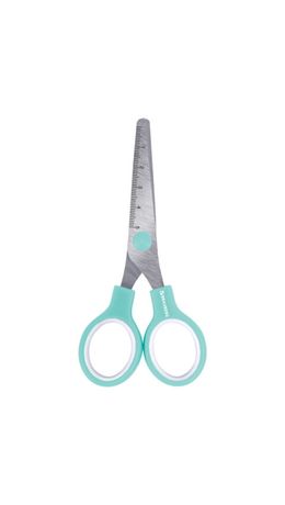 Ножницы BRAUBERG KIDS 130 мм, ручки мятные, закругленные лезвия с линейкой, 274062