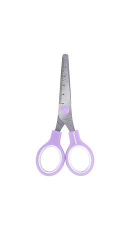 Ножницы BRAUBERG KIDS 130 мм, ручки лавандовые, закругленные лезвия с линейкой, 274061