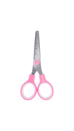 Ножницы BRAUBERG KIDS 130 мм, ручки розовые, закругленные лезвия с линейкой, 274063