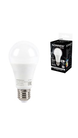 Лампа светодиодная SONNEN EXTRA, 12 (100) Вт, Е27, груша, нейтральный белый, 30000 ч, LED A60-12W-4000-Е27, 457895