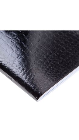 Тетрадь бумвинил А4 96 л., скоба, офсет №1, клетка, ЧЕРНАЯ, "Metallic", тиснение CROCO, HATBER, 072787, 96Т4бвВ3