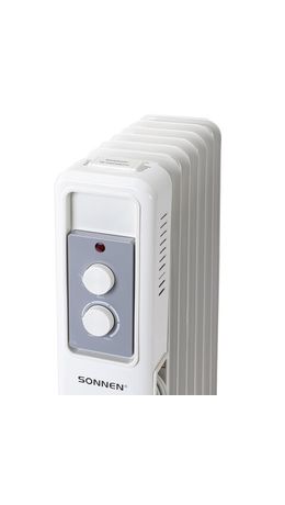 Обогреватель масляный SONNEN DFS-7E, 7 секций, 1500 Вт, 3 режима, механическое управление, белый, 457779