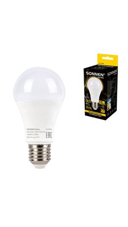 Лампа светодиодная SONNEN EXTRA, 15 (130) Вт, Е27, груша, теплый белый, 30000 ч, LED A60-15W-2700-Е27, 457896