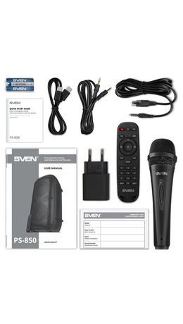 Колонка портативная SVEN PS-850, 100 Вт, TWS, Bluetooth, FM, USB, microSD, LED-дисплей, черная, SV-022679