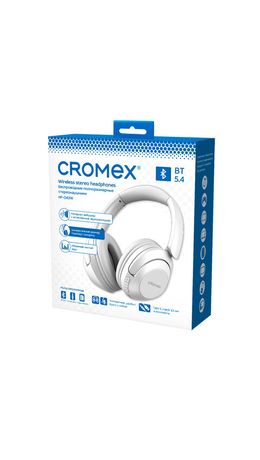 Наушники беспроводные полноразмерные складные раздвижные, CROMEX (КРОМЕКС) HP-043W, Bluetooth 5.4, белые, 514120