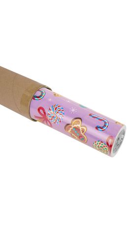 Бумага упаковочная мелованная BIG SIZE новогодняя "Сладости", 0,7х10 м, ЗОЛОТАЯ СКАЗКА, 592616