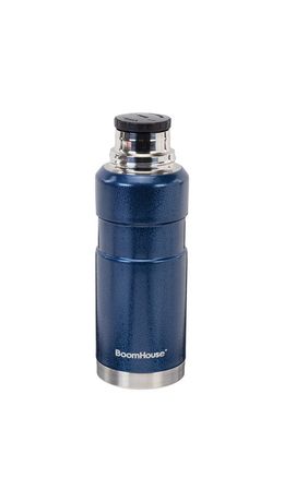 Термос 0,6 л, BOOMHOUSE (БУМХАУС) DARKBLUE, нержавеющая сталь SUS304, молотковая эмаль, крышка/кружка, синий, 700309