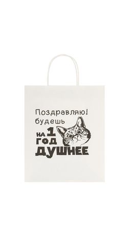 Пакет подарочный (1 штука) 26х13х32 см (L) "На год душнее", крафт, ЗОЛОТАЯ СКАЗКА, 700855