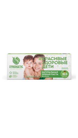 Зубная паста детская 50 г, SYNERGETIC, липа и ромашка, от 0 до 3 лет, натуральная, 201008