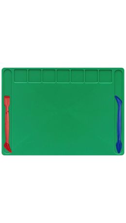 Доска для лепки А4, 280х200 мм, BRAUBERG KIDS, зеленая, 7 отделений для пластилина, 2 стека, 274258