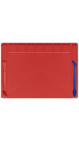 Доска для лепки А4, 280х200 мм, BRAUBERG KIDS, красная, 7 отделений для пластилина, 2 стека, 274257