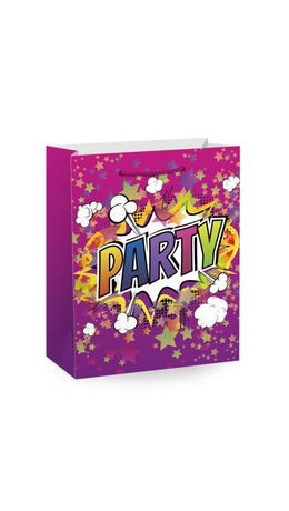 Пакет подарочный (1 штука) 26х13х32 см (L), "Party Collection", ассорти, глиттер, фольга, ЗОЛОТАЯ СКАЗКА, 700817