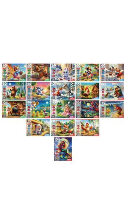 Пазл картонный ОЖИВИ МУЛЬТФИЛЬМ 35/60/104 элементов АССОРТИ, 230х330мм, РК
