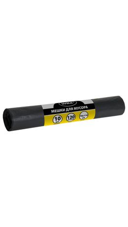 Мешки для мусора 120 л, черные в рулоне 10 штук, ПВД 43 мкм, 70x110 см, WBZ, 702665