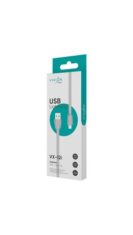 Кабель силиконовый USB-Lightning 8pin,1м,VIXION PRO VX-12i,для зарядки и перед. данных, серый, 02991, БП-00000968