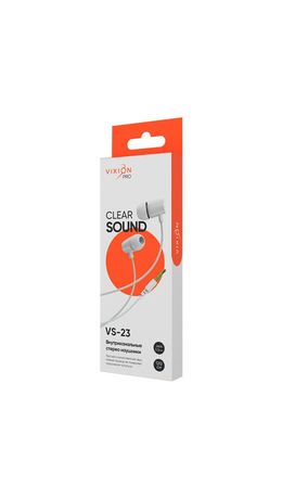 Наушники VIXION PRO VS-23, проводные, 1,2 м, вкладыши, белый, 03424, БП-00001012