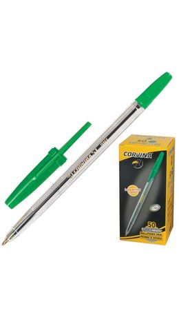 Ручка шариковая CORVINA (Италия) 51 "Classic", корпус прозрачный, узел 1 мм, линия 0,7 мм, зеленая, 40163/04
