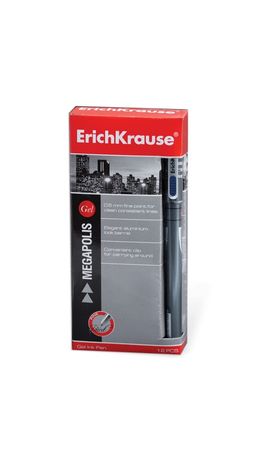 Ручка гелевая ERICH KRAUSE "Megapolis Gel", корпус с печатью, узел 0,5 мм, линия 0,4 мм, синяя, 92