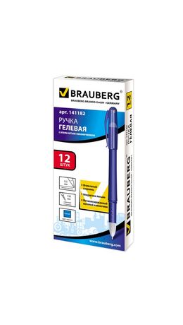 Ручка гелевая BRAUBERG "Impulse", игольчатый узел 0,5 мм, линия 0,35 мм, резиновый упор, синяя, 141182