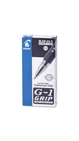 Ручка гелевая PILOT "G-1 Grip", корпус прозрачный, узел 0,5 мм, линия 0,3 мм, резиновый упор, черная, BLGP-G1-5