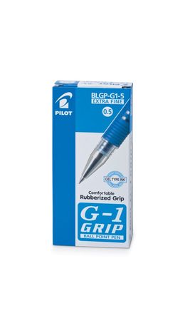 Ручка гелевая PILOT "G-1 Grip", корпус прозрачный, узел 0,5 мм, линия 0,3 мм, резиновый упор, синяя, BLGP-G1-5
