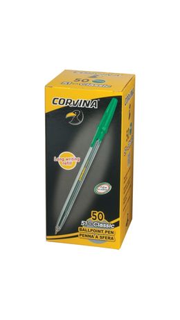 Ручка шариковая CORVINA (Италия) 51 "Classic", корпус прозрачный, узел 1 мм, линия 0,7 мм, зеленая, 40163/04