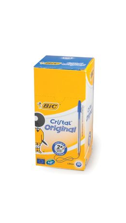 Ручка шариковая BIC "Cristal", корпус прозрачный, узел 1 мм, линия 0,32 мм, синяя, 847898