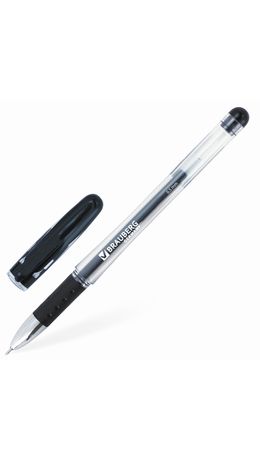Ручка гелевая BRAUBERG "Geller", игольчатый узел 0,5 мм, линия 0,35 мм, резиновый упор, черная, 141180
