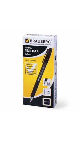 Ручка гелевая BRAUBERG "Income", корпус тонированный, игольчатый узел 0,5 мм, линия 0,35 мм, черная, 141517