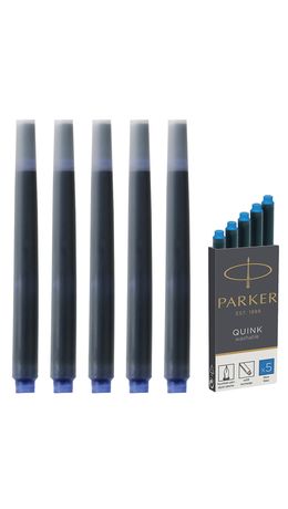 Картриджи чернильные PARKER (Германия) "Cartridge Quink", комплект 5 шт., смываемые чернила, 1950383, синие