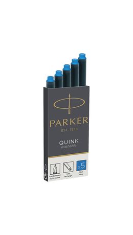 Картриджи чернильные PARKER (Германия) "Cartridge Quink", комплект 5 шт., смываемые чернила, 1950383, синие