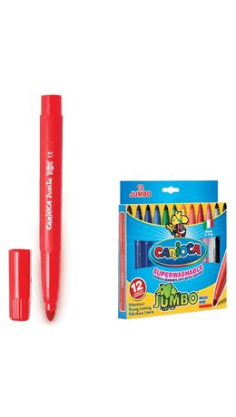 Фломастеры утолщенные CARIOCA "Jumbo", 12 цветов, суперсмываемые, вентилируемый колпачок, картонная упаковка, 40569
