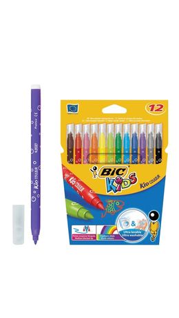 Фломастеры BIC "Kid Couleur", 12 цвета, суперсмываемые, вентилируемый колпачок, европодвес, 841798