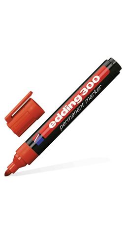 Маркер перманентный (нестираемый) EDDING 300, 1,5-3 мм, круглый наконечник, красный, E-300/2