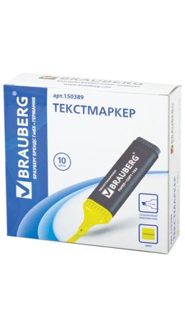 Текстмаркер BRAUBERG "Contract", классический, скошенный наконечник 1-5 мм, лимонный, 150389