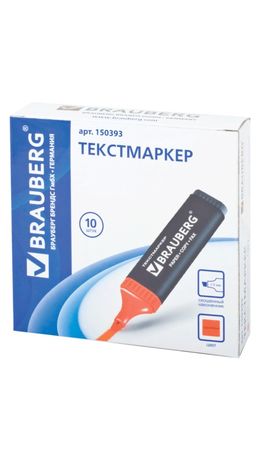 Текстмаркер BRAUBERG "Contract", классический, скошенный наконечник 1-5 мм, оранжевый, 150393
