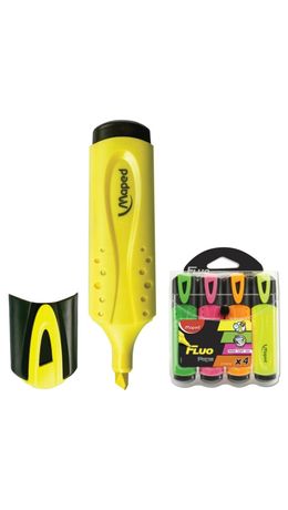 Текстмаркеры MAPED (Франция), набор 4 шт., "Fluo Pep's Classic", скошенный наконечник 1-5 мм (желтый, розовый, оранжевый, зеленый), 742547