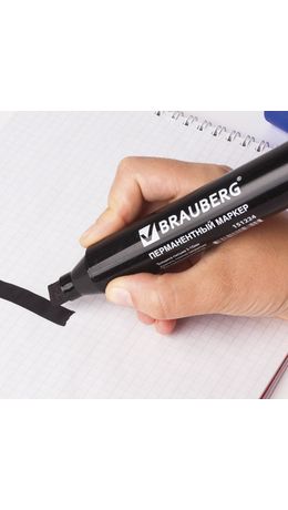 Маркер перманентный BRAUBERG "JUMBO", широкая линия письма, скошенный наконечник 3-10 мм, черный, 151224