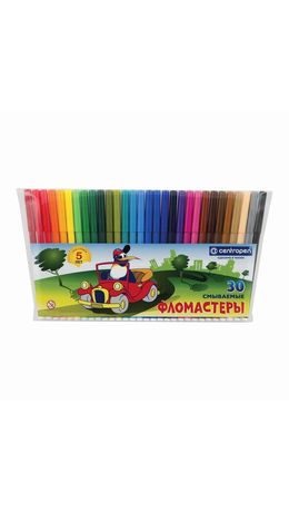 Фломастеры CENTROPEN, 30 цветов, "Пингвины", смываемые, вентилируемый колпачок, полибег, 7790/30-86