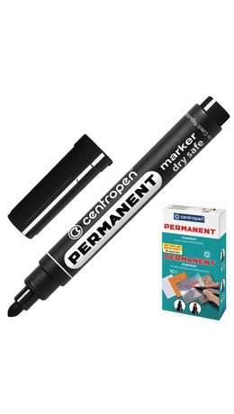 Маркер перманентный (нестираемый) CENTROPEN, круглый наконечник, 2,5 мм, черный, 8510/Ч