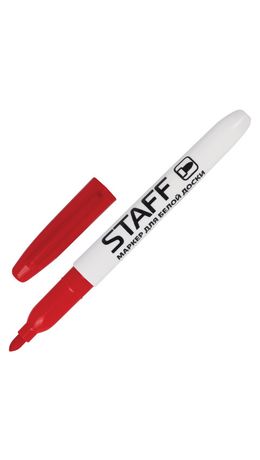 Маркер для доски STAFF, тонкий корпус, круглый наконечник 2,5 мм, красный, 151095