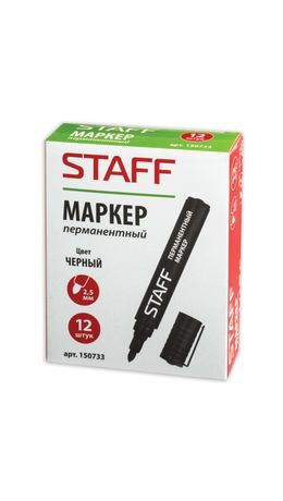 Маркер перманентный (нестираемый) STAFF, круглый наконечник 2,5 мм, черный, 150733