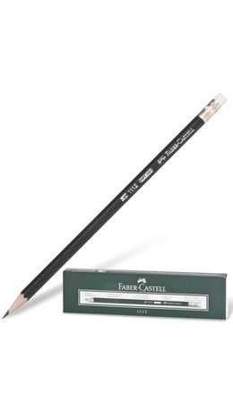 Карандаш чернографитный FABER-CASTELL, 1 шт., с ластиком, НВ, FC111200